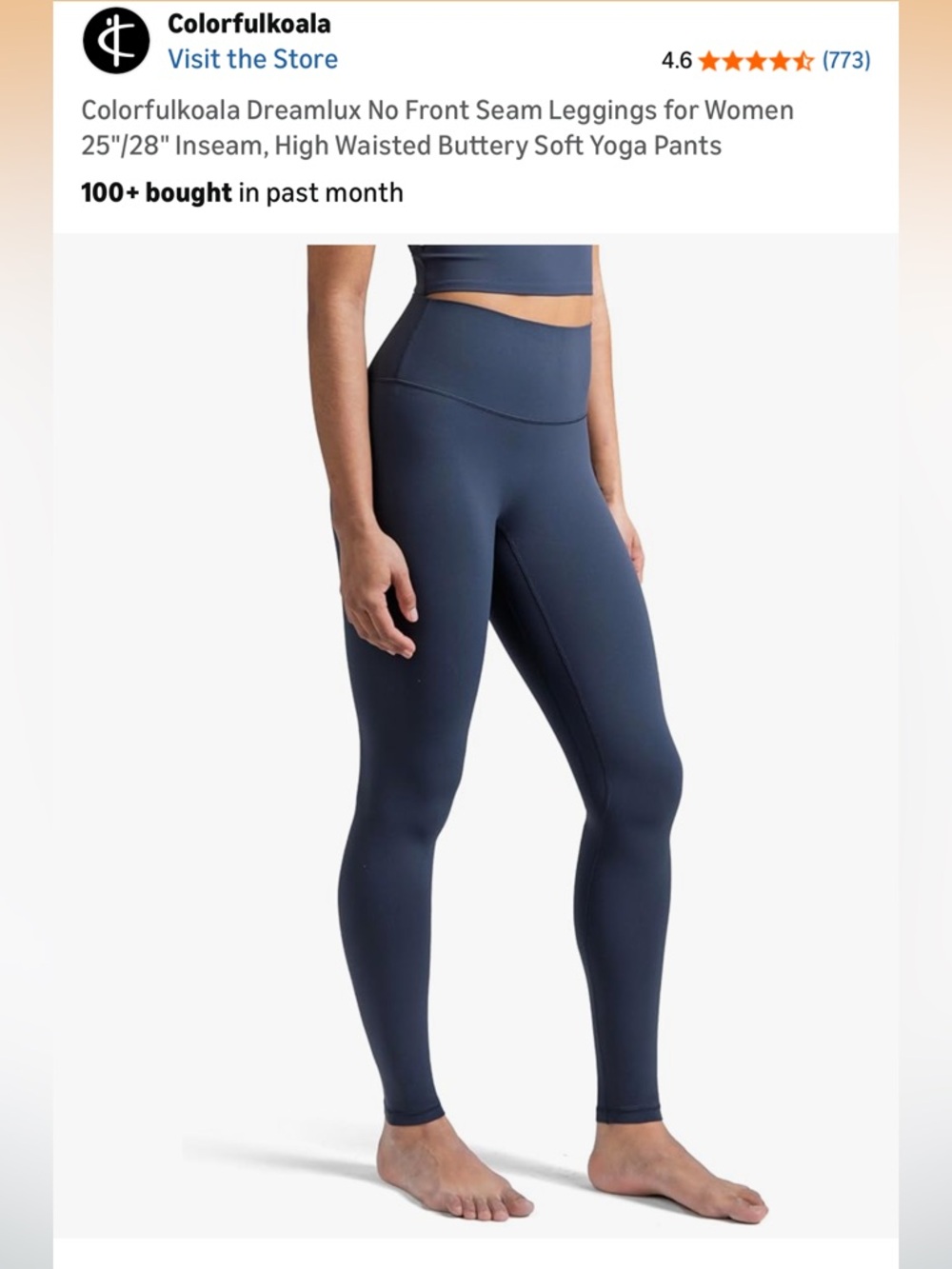 Colorfulkoala Dreamlux No Front Seam Navy Blue Yoga Leggings